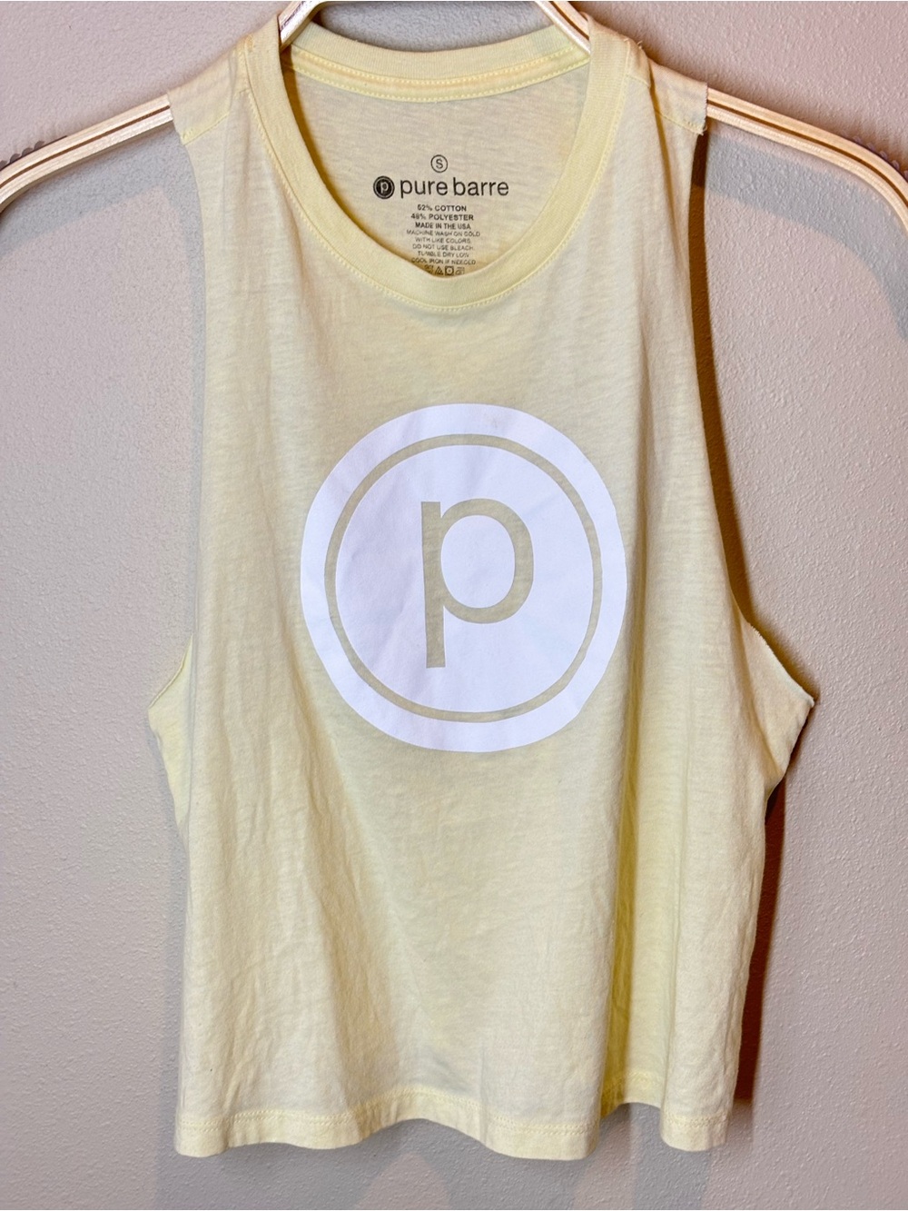 Pure Barre Butter Yellow Logo Tank Top, small